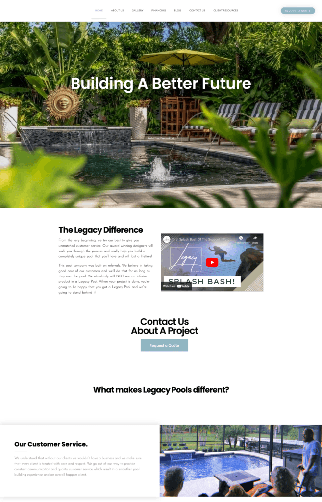 Legacy Pools — Web Design